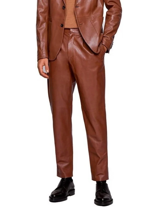 Formal Brown Leather Trouser