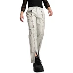 Front Lace Up Cream Leather Pants