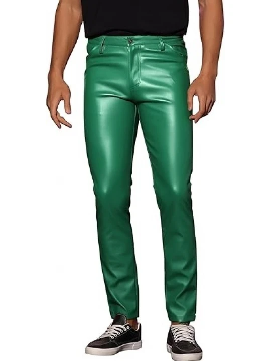 Green Leather Skinny Trouser