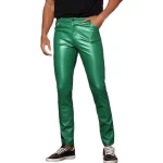 Green Leather Skinny Trouser