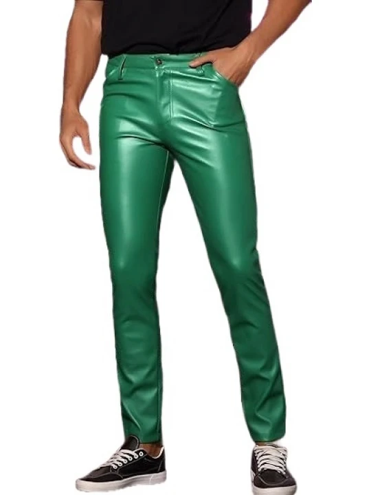 Green Leather Skinny Trouser