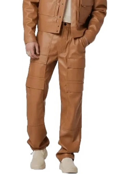 Leather Cargo Pant In Brown
