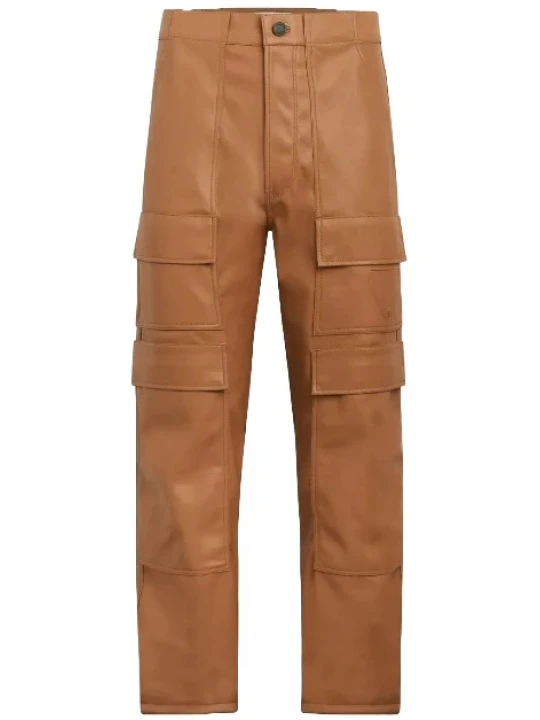 Leather Cargo Pant In Brown
