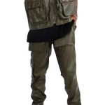 Leather Cargo Pants Olive Green