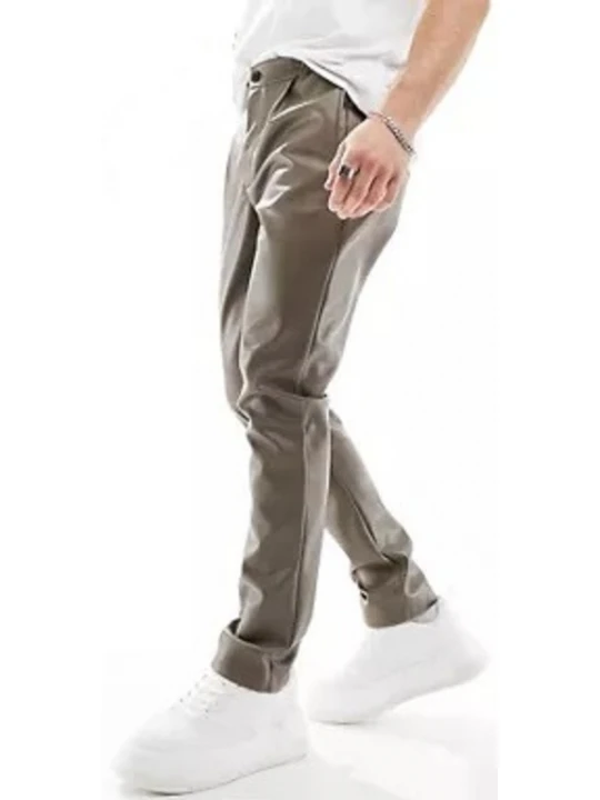 Leather Joggers In Brown