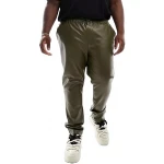 Leather Joggers In Olive Green