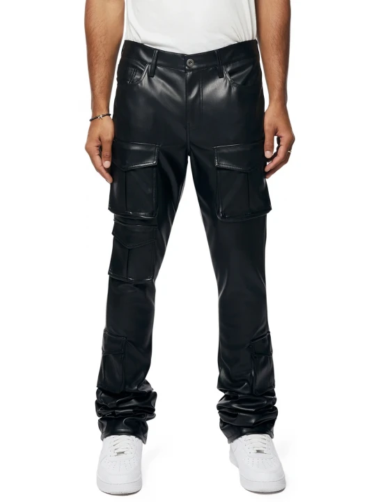 Leather Utility Black Pants