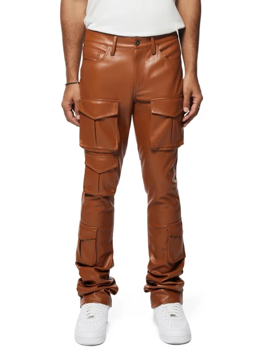 Leather Utility Cognac Pants