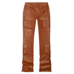 Leather Utility Cognac Pants