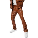 Leather Utility Cognac Pants