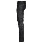 Male Classic Loose Fit Real Black Leather Pants