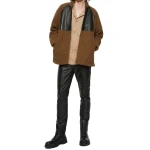 Men Regular Fit Black Leather Trouser Pants