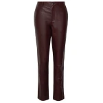 Men Regular Fit Burgundy Leather Trouser Pants