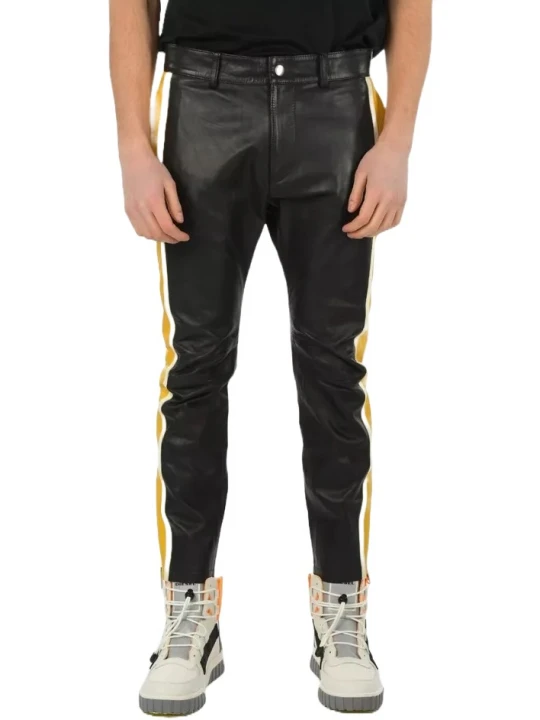 Multicolor Biker Leather Pants