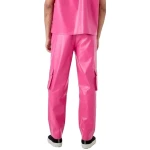Pink Leather Cargo Trouser