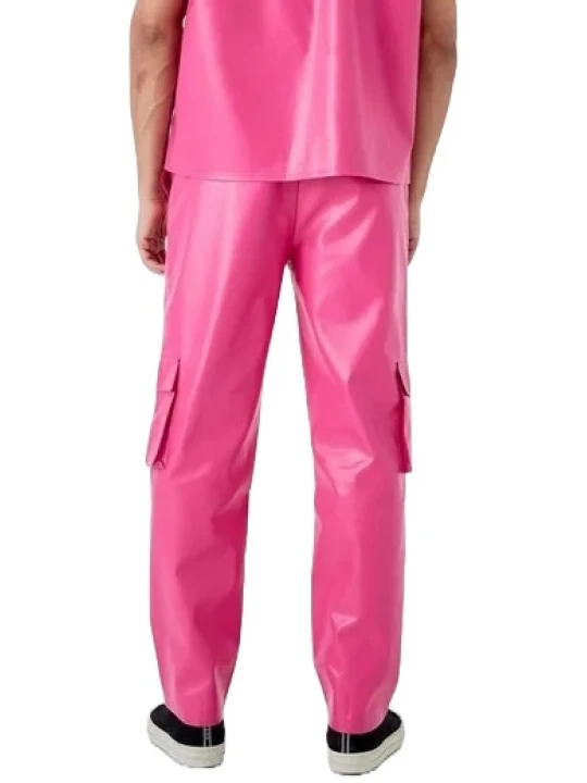Pink Leather Cargo Trouser