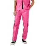 Pink Leather Cargo Trouser