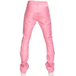 Pink Leather Stacked Cargo Pants