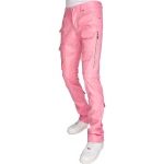 Pink Leather Stacked Cargo Pants