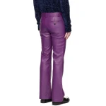 Purple Flared Leather Trousers