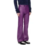 Purple Flared Leather Trousers
