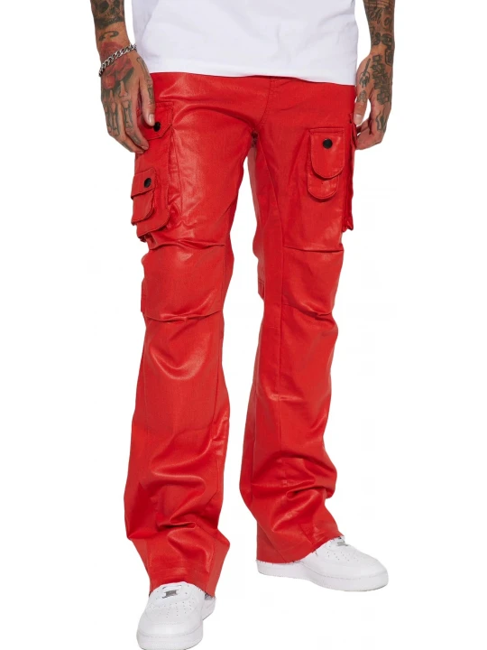 Red Leather Cargo Trouser