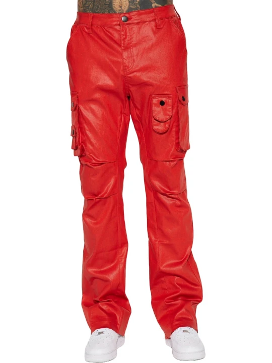 Red Leather Cargo Trouser