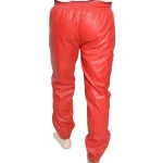 Red Leather Elasticized Waistband Trousers
