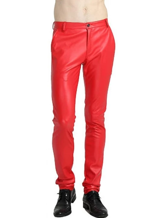 Red Leather Skinny Pants