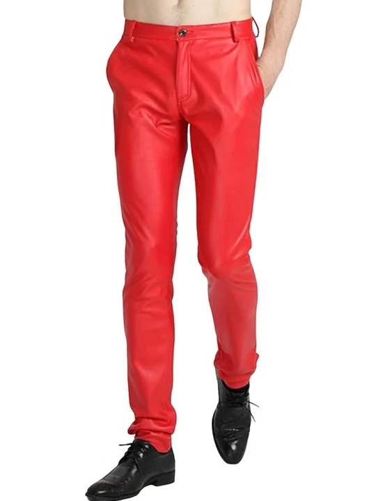 Red Leather Skinny Pants