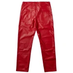 Red Leather Zip Pocket Pants
