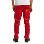 Red Leather Zip Pocket Pants