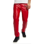 Red Leather Zip Pocket Pants