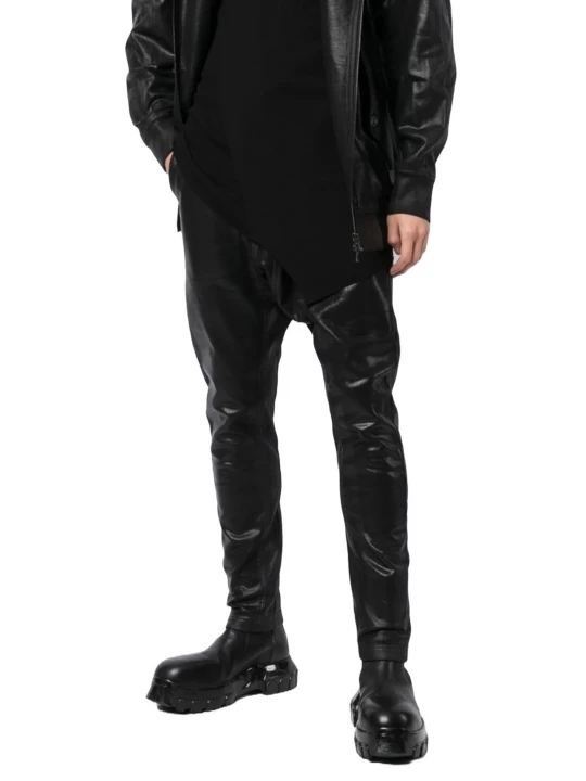 Relaxed Fit Black Leather Pants