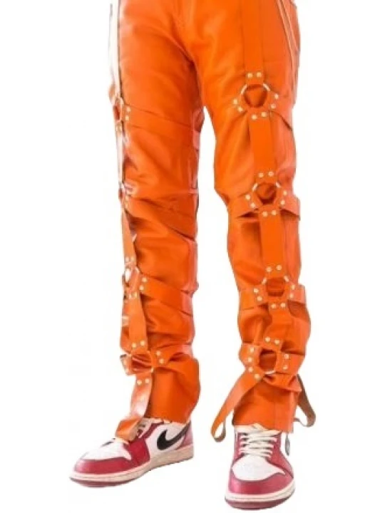 Safety Bondage Orange Leather Slacks