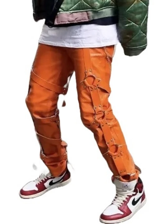 Safety Bondage Orange Leather Slacks