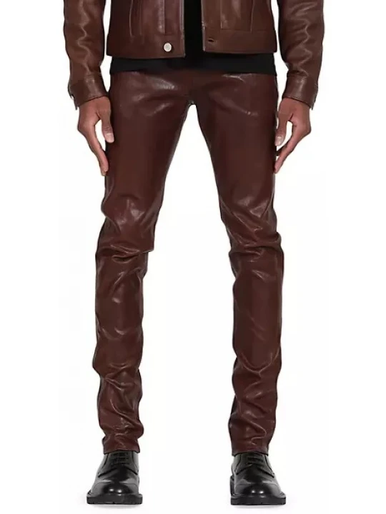 Skinny Brown Leather Trouser