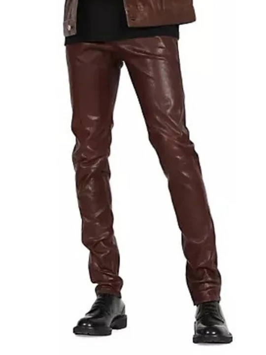 Skinny Brown Leather Trouser