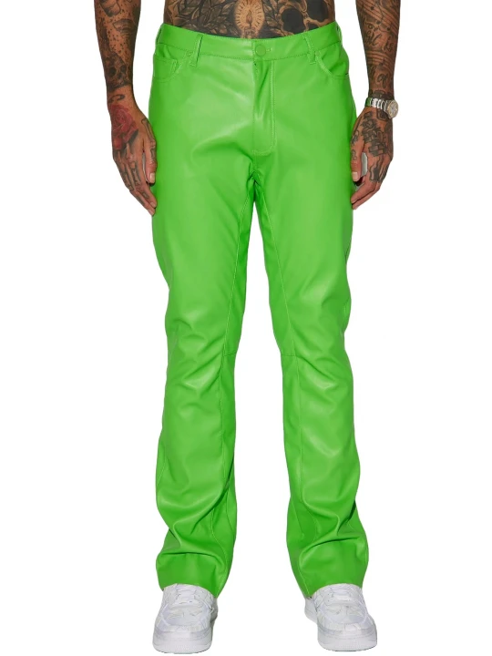 Skinny Fit Green Leather Trouser
