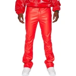 Skinny Fit Red Leather Trouser