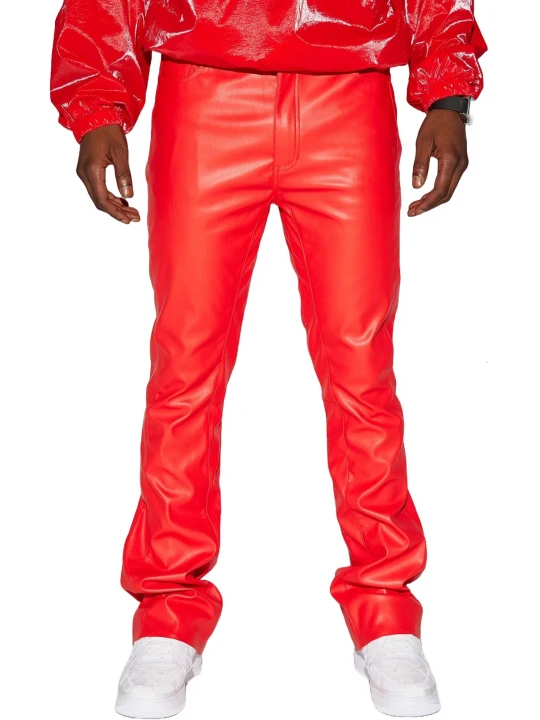 Skinny Fit Red Leather Trouser