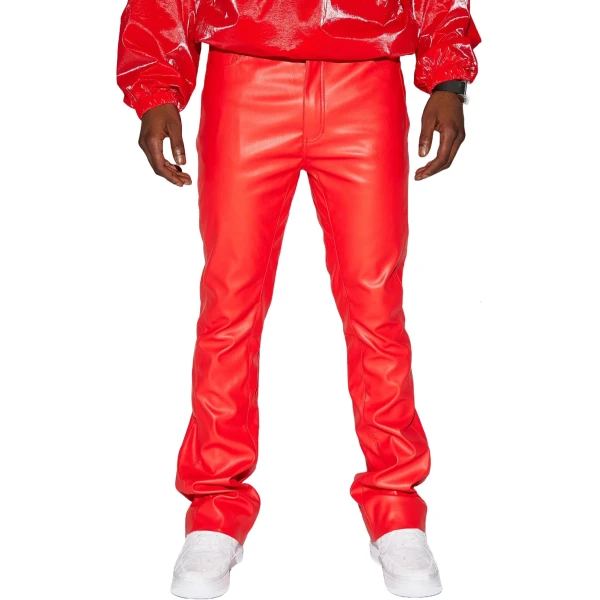 Skinny Fit Red Leather Trouser