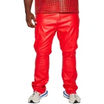 Skinny Fit Red Leather Trouser