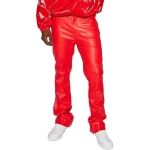 Skinny Fit Red Leather Trouser