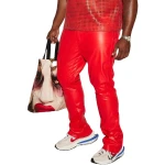 Skinny Fit Red Leather Trouser