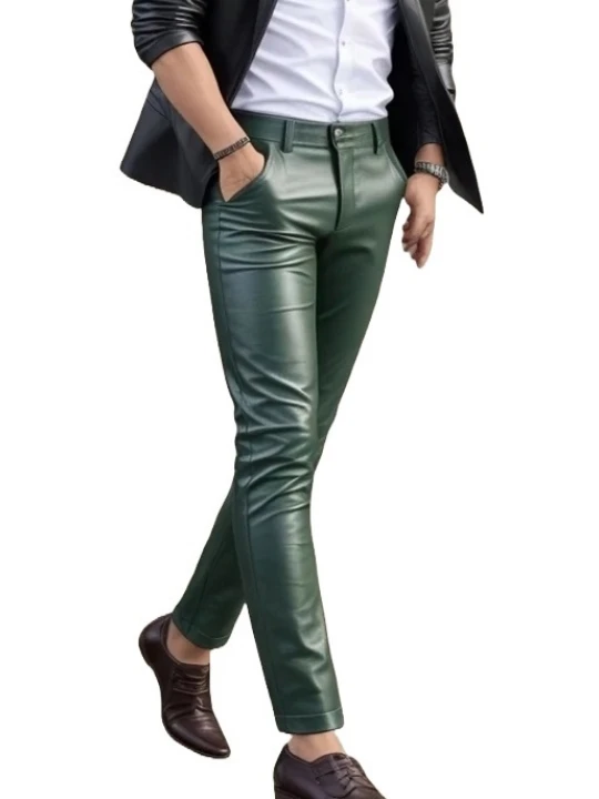 Skinny Green Leather Trouser