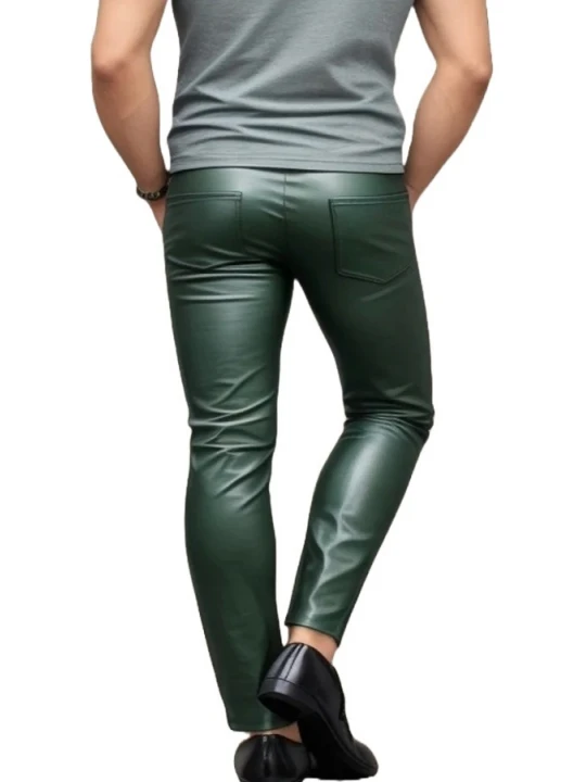 Skinny Green Leather Trouser