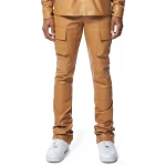 Star Patched Tan Leather Pants