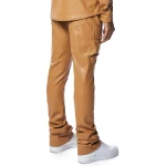 Star Patched Tan Leather Pants