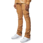 Star Patched Tan Leather Pants